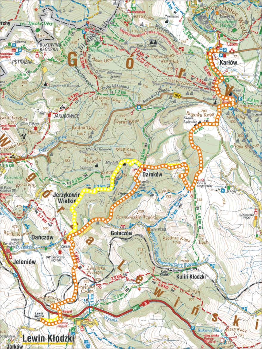 Mapa planowanej trasy wycieczki 'Dwie mile z hakiem (podróże kształcą)'