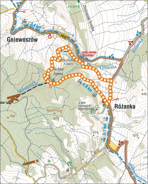 Mapa planowanej trasy wycieczki 'nielinek'