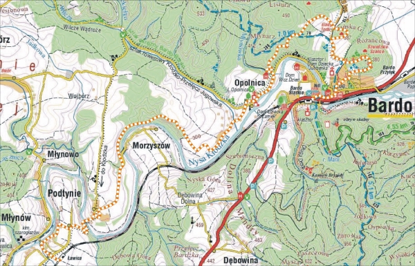 Mapa planowanej trasy wycieczki 'Przeom'