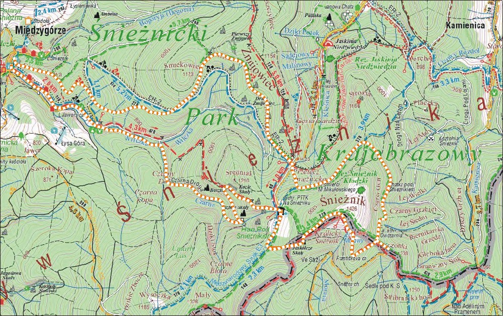 Mapa planowanej trasy wycieczki 'Jak kicha so'