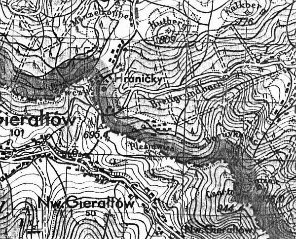 Mapa topograficzna Sztabu Generalnego Wojska Polskiego z 1948 r. (powiększenie ze skali 1:100000)
