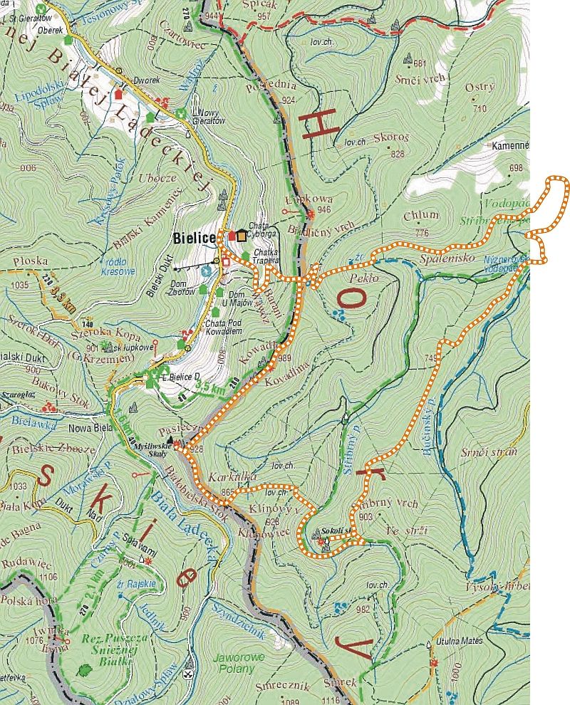 Mapa planowanej trasy wycieczki 'Gry srebrno-zote'