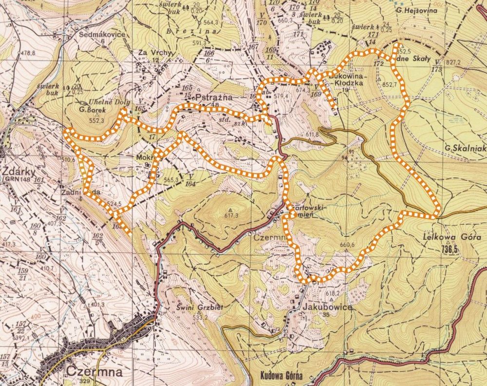 Mapa trasy wycieczki 'esk koutek'