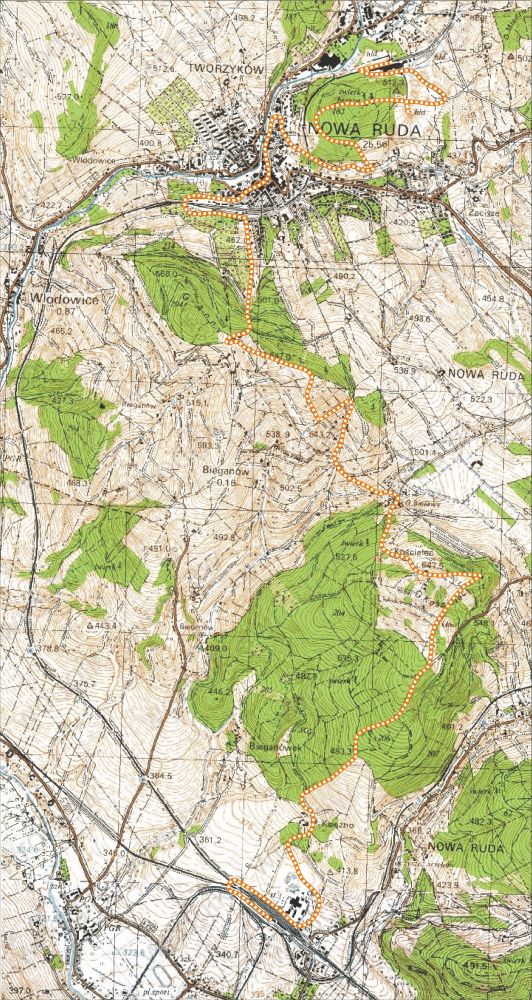 Mapa planowanej trasy wycieczki 'Ruda'