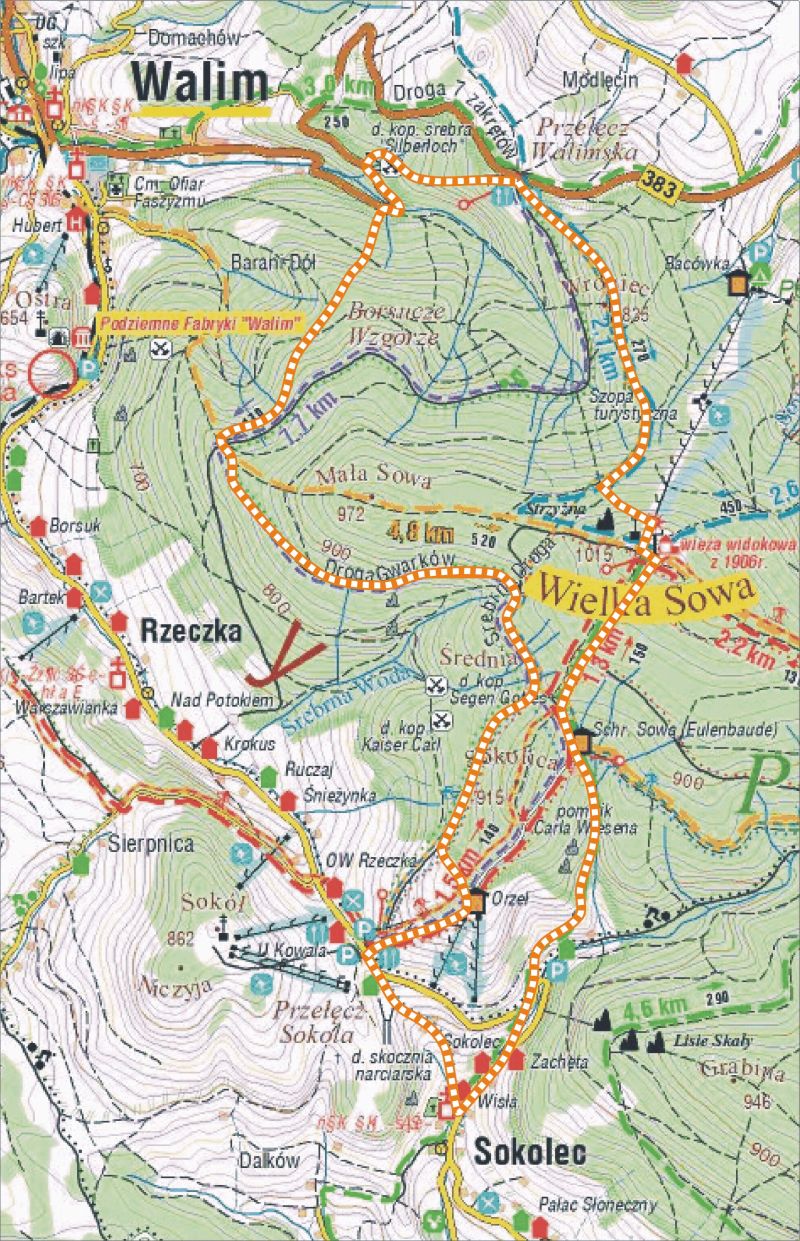 Mapa planowanej trasy wycieczki 'Podwjny smark'