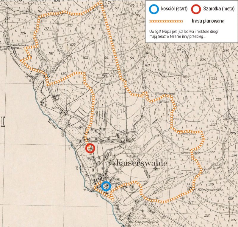 Mapa planowanej trasy wycieczki 'Laufka'