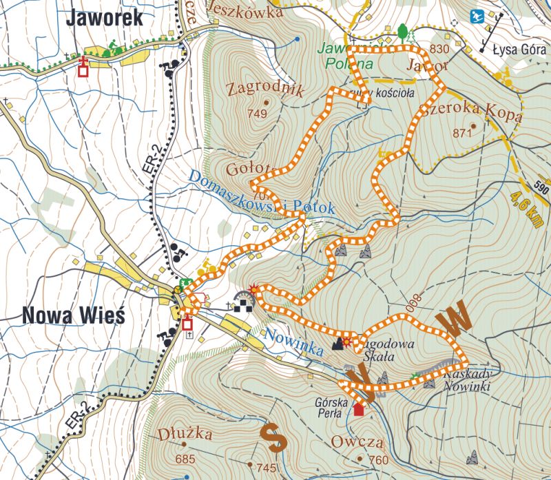 Mapa planowanej trasy wycieczki 'Grska Pera'