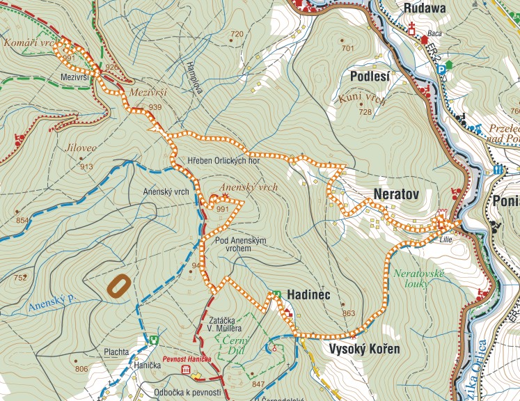 Mapa planowanej trasy wycieczki 'Przesieka'