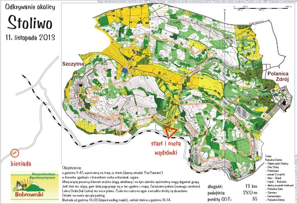 Mapa planowanej trasy wycieczki 'Stoliwo'