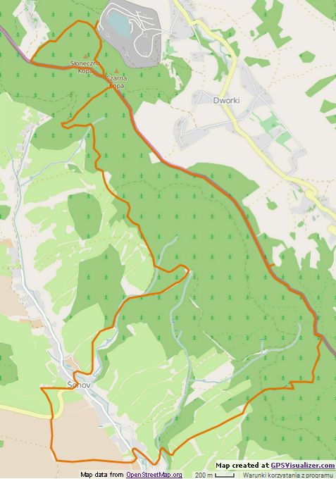 Mapa planowanej trasy wycieczki 'Przykra cieka'