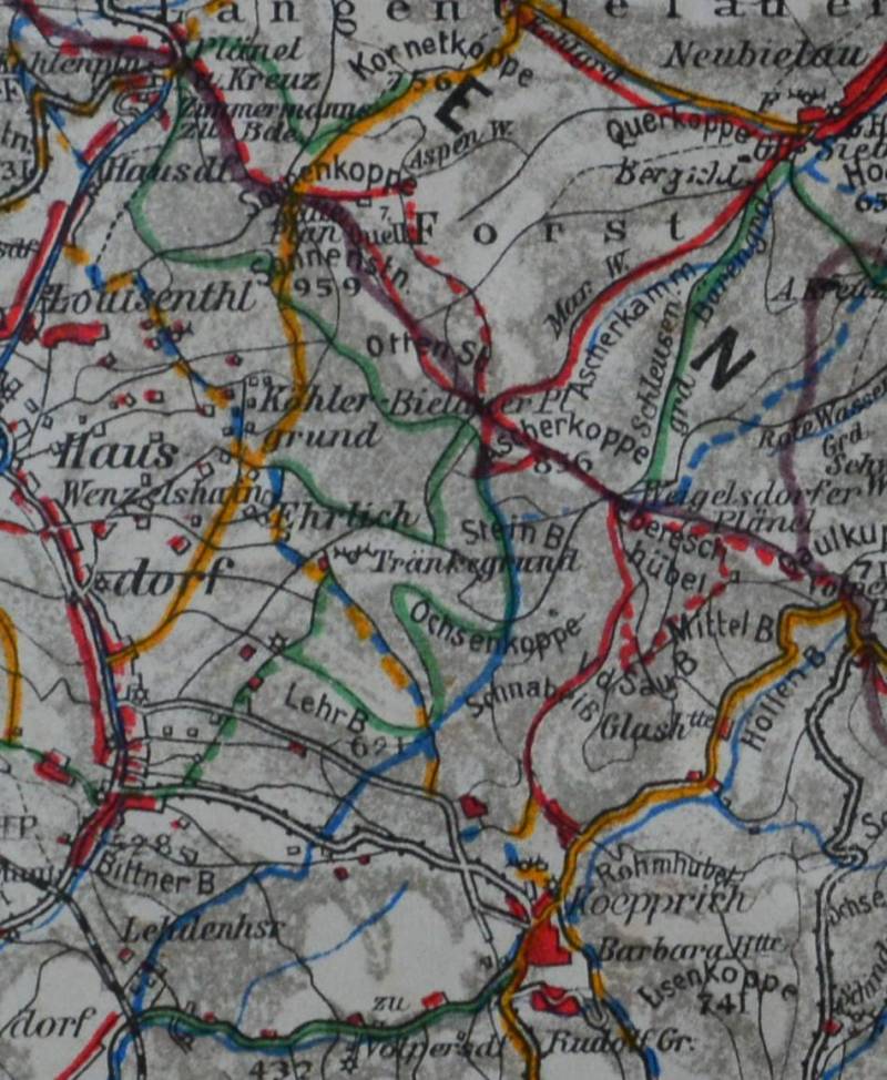 Brieger's Wegekarte der Grafschaft Glatz - fragment