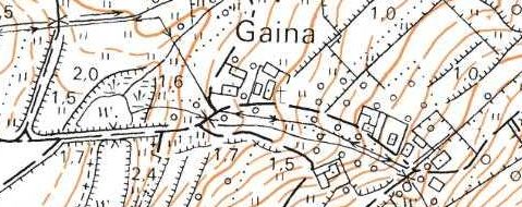 Mapa topograficzna w ukadzie '1965' z poowy lat osiemdziesitych 20. wieku podaje nazw Gaina