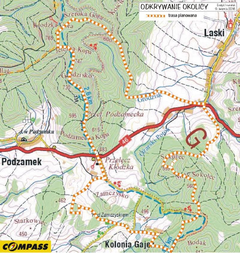 Mapa planowanej trasy wycieczki 'Eratyk i nunatak'