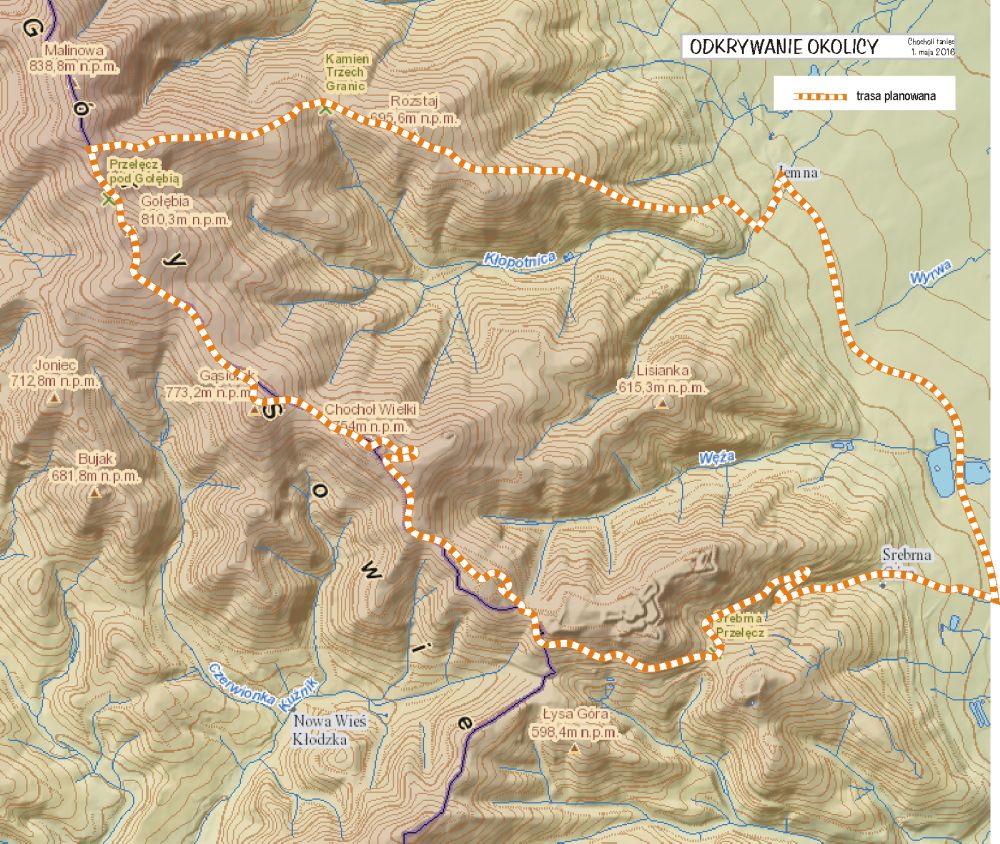 Mapa planowanej trasy wycieczki 'Chocholi taniec'