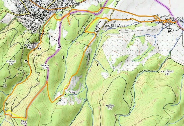 U Szyszki - trasa wycieczki (GPSVisualizer - OpenTopoMap)