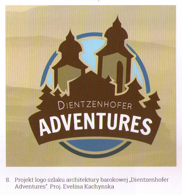 Projekt logo szlaku architektury barokowej 'Dientzenhofer Adventures', projekt: Evelina Kachynska. 